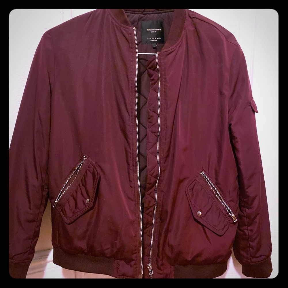 Zara bomber jacket cherry mocha